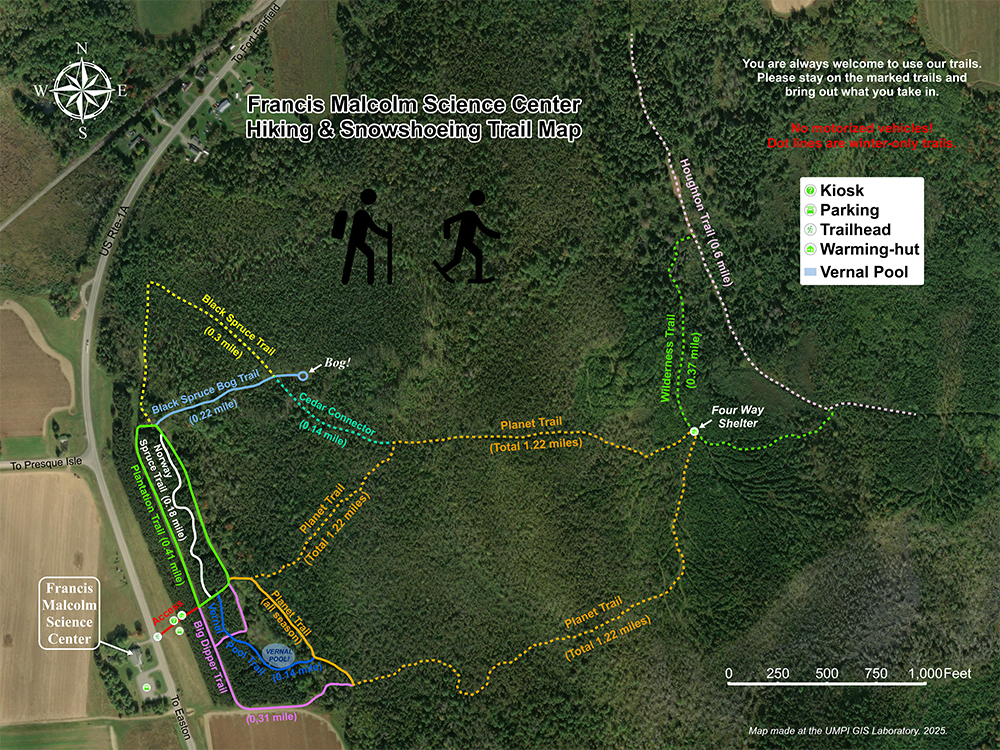 Hiking Snowshoeing Skiing Trail Map